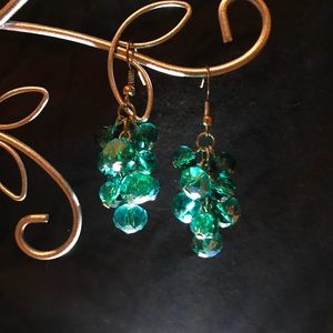 Teal sparkly earrings